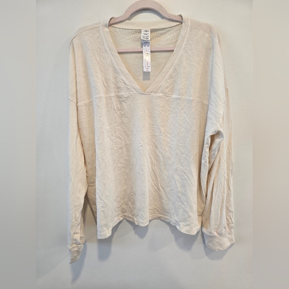 Victoria Secret Pink Cream Long Sleeve Shirt Size Xxl Nwt - Picture 1 of 6